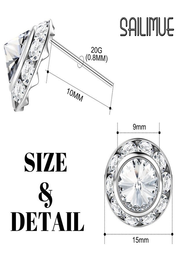 SAILIMUE 15Pairs Rhinestone Earrings For Women Dance Competition Performance Ballet Stud Earrings Stainless Steel Round Acrylic Stone Inside Rhinestone Crystal Halo Dance Competition Earrings Set15mm - Image 2